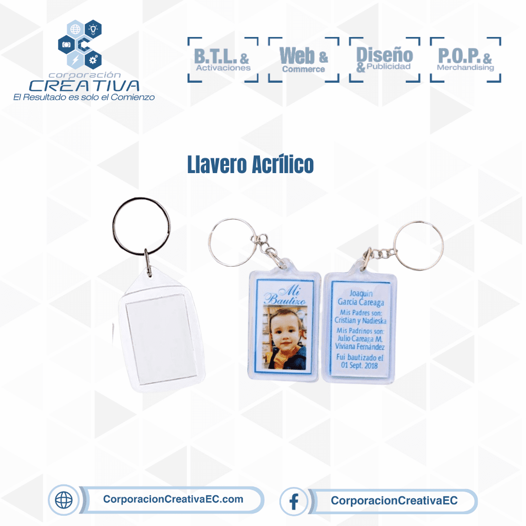 Llavero acrílico rectangular- corporacion creativa