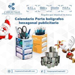 Calendario Porta bolígrafos hexagonal publicitario